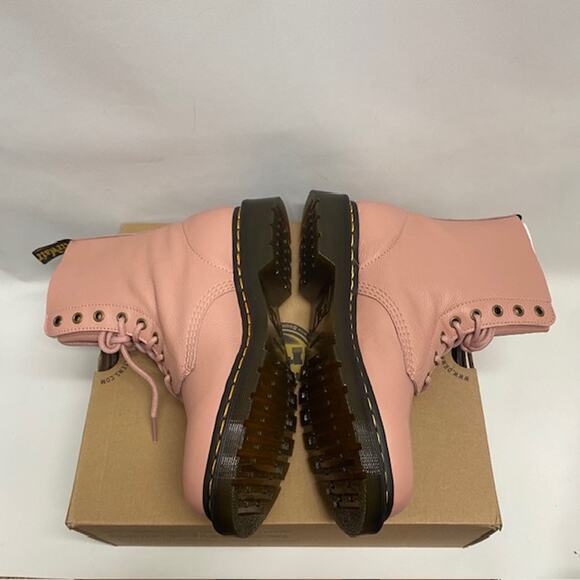 Dr Marten Doc Marten 1460 Pascal Boots Peach Beige Sz 10 Womens Virginia - Picture 3 of 5